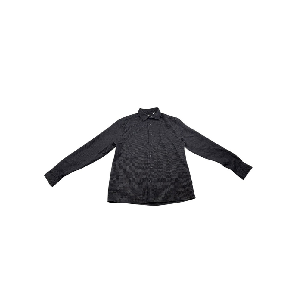 DKNY Women's Black Textured Button Front Blouse Shirt Size S Stretch